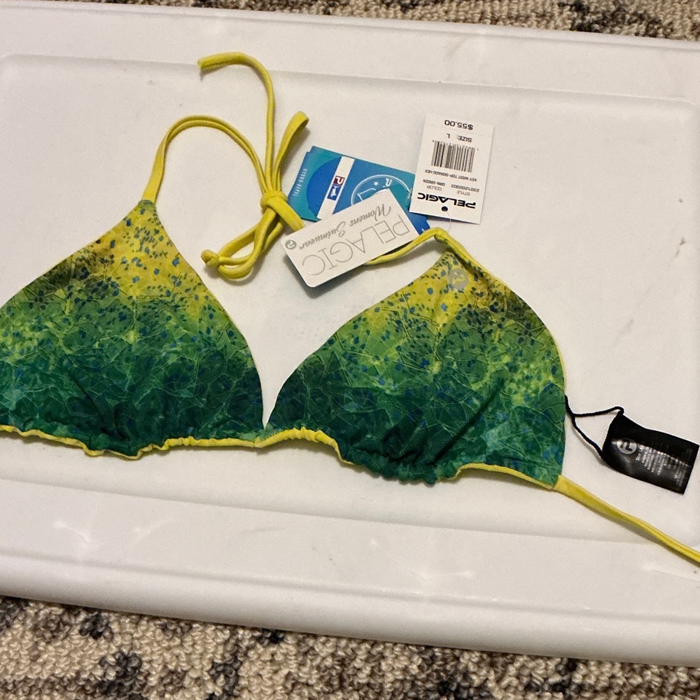 Pelagic Vibrant Green and Yellow Bikini Top
